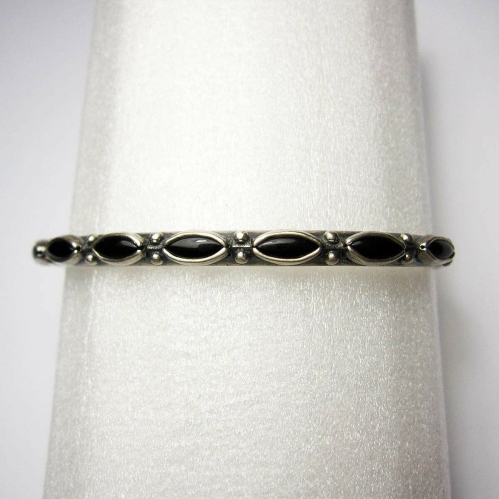 New Chan luu Bangle Cuff 925 Sterling Silver Open Black Onyx Bangle Cuff